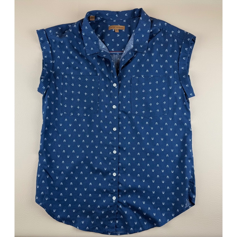 Minimalist Sleeveless Button Down Arrow Print Small Jachs Girlfriend‎